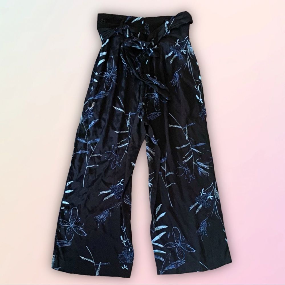 Vintage, Cache, Floral, Sheer, Rayon, High Waist Palazzo Pants, S/M